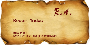 Roder Andos névjegykártya